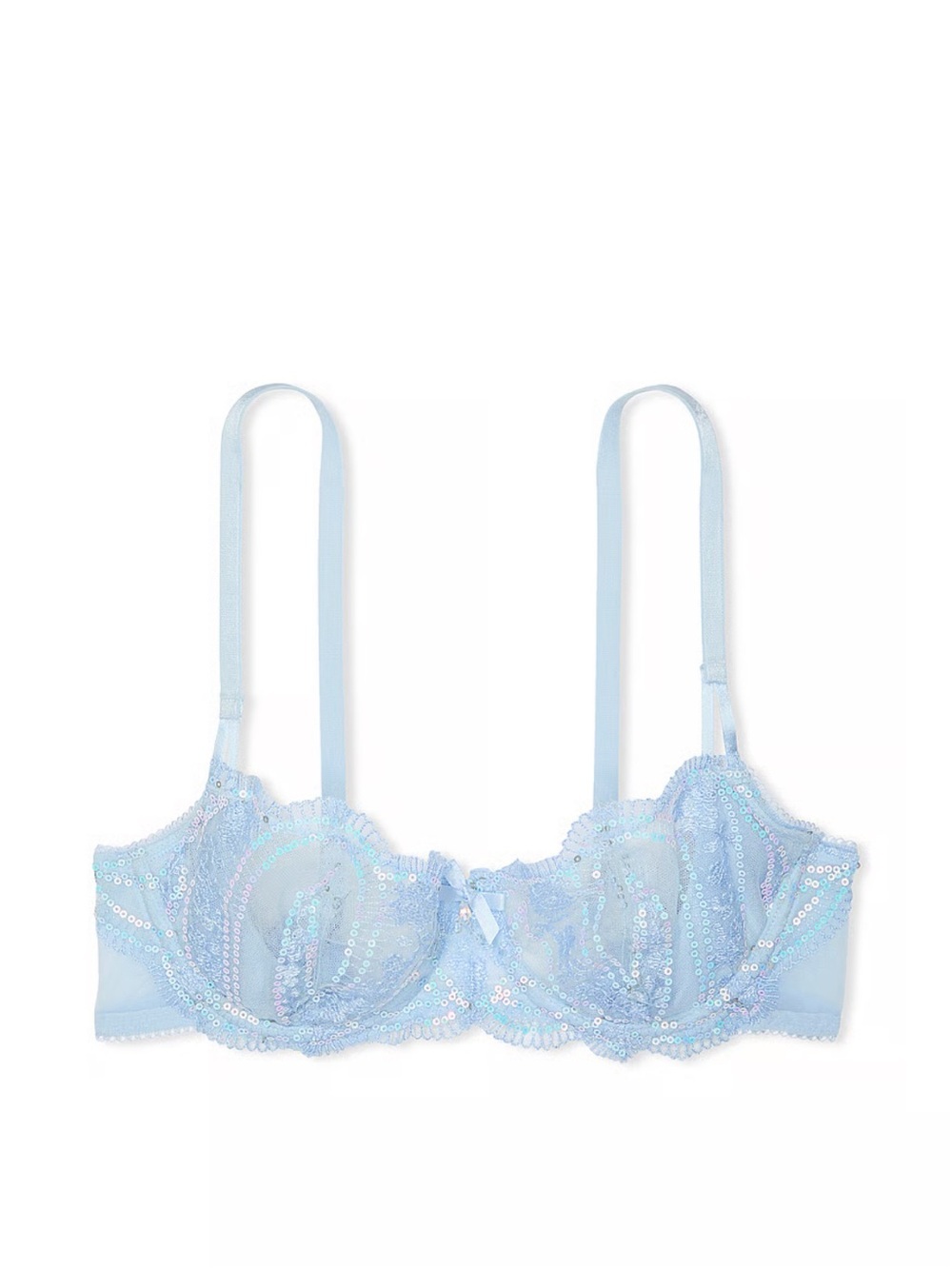New! Victoria's Secret irredescent Light Blue Sequin Underwire Bra 39171